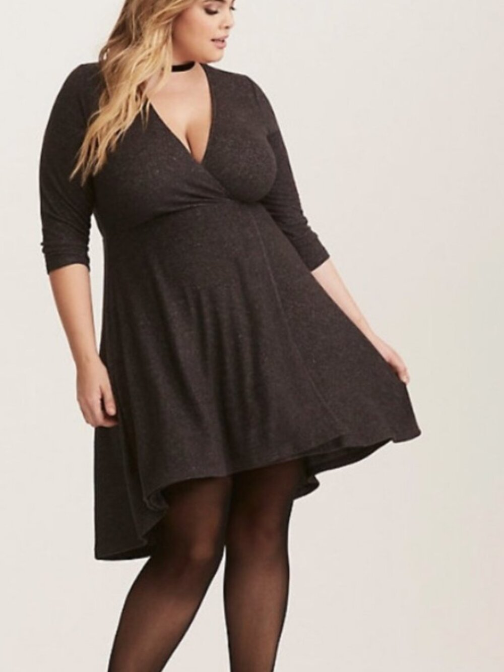 TORRID GREY FAUX WRAP DRESS